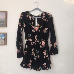 Black floral romper